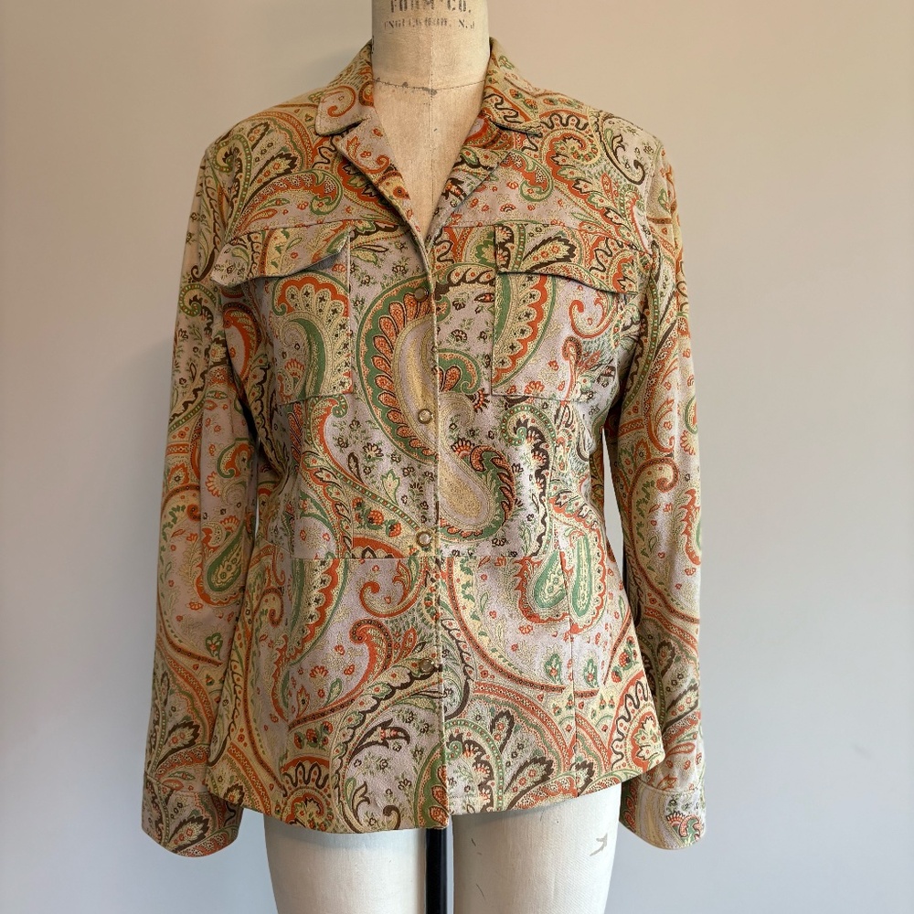 Bogner Suede Paisley Snap Button Up